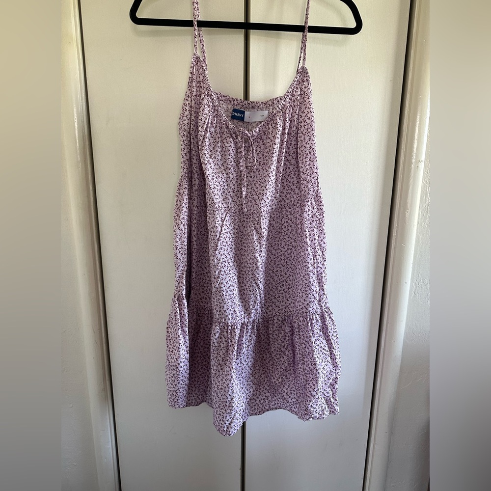 Purple floral spaghetti strap dress
